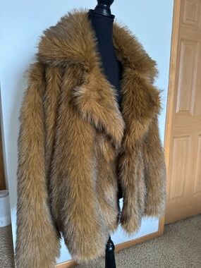 Nordstrom Faux Fur Teddy Jacket - Cognac Brown